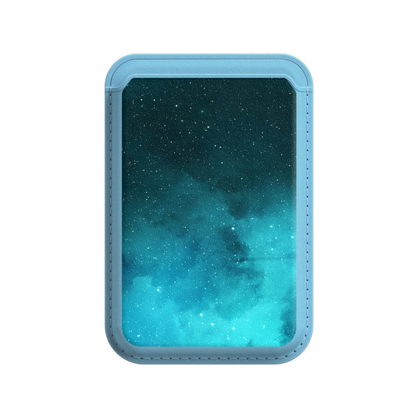 Fluorescent Star Blue | Leather Wallet with MagSafe