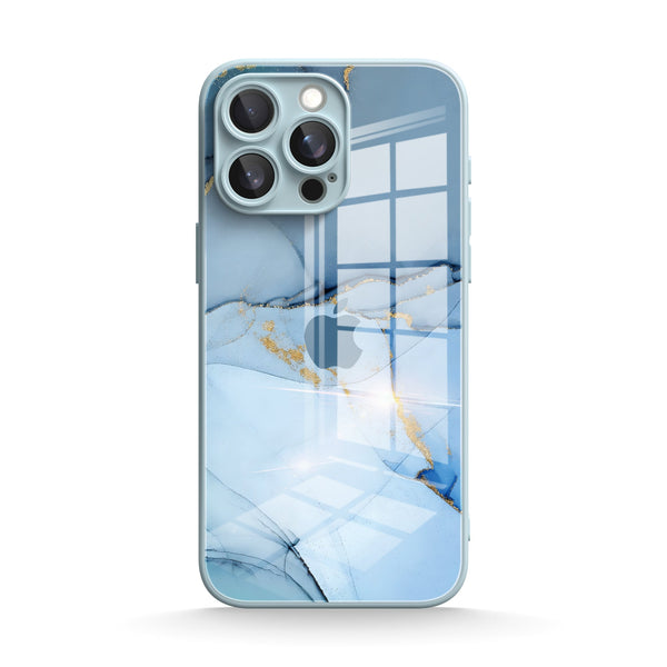 Gold Crack Blue | IPhone Series Tempered Glass Case