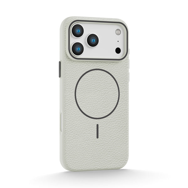 Antique White | iPhone MagSafe Litchi Texture Silicone Case