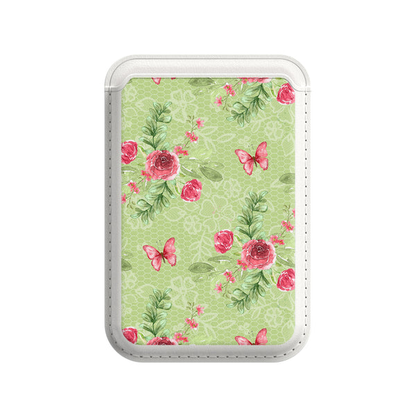 Butterfly among flowers | Leather Wallet with MagSafe